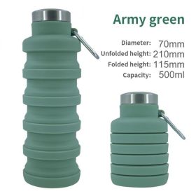 500ml outdoor retractable water bottle portable collapsible silica gel sports cup (Capacity: as shown)