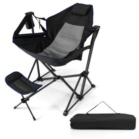 Hammock Camping Chair with Retractable Footrest and Carrying Bag (Color: Black)